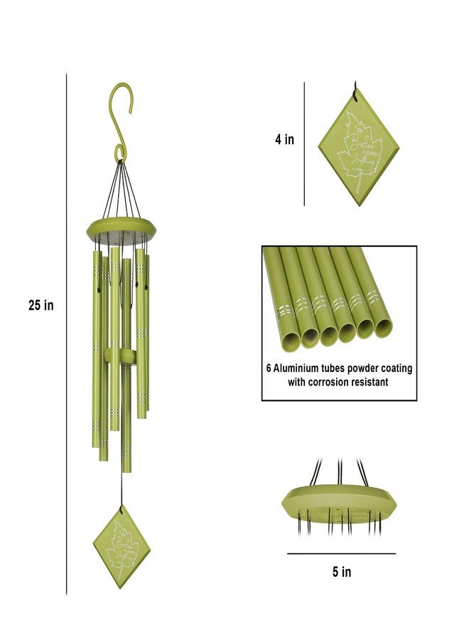 MELOPA 25" Memorial Wind Chimes for Outdoor & Home | Soothing Sound Wind Chime Gift for Family & Friends | Green Metal Wind Chime for Positive Energy & Balcony Decoration Items for Flat - Image 5